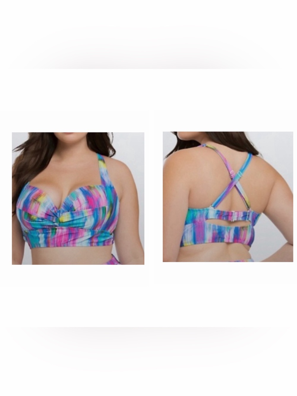 TORRID kaleidoscopic Multicolored Endless Stripe Pedumi Bikini Top Size 2X